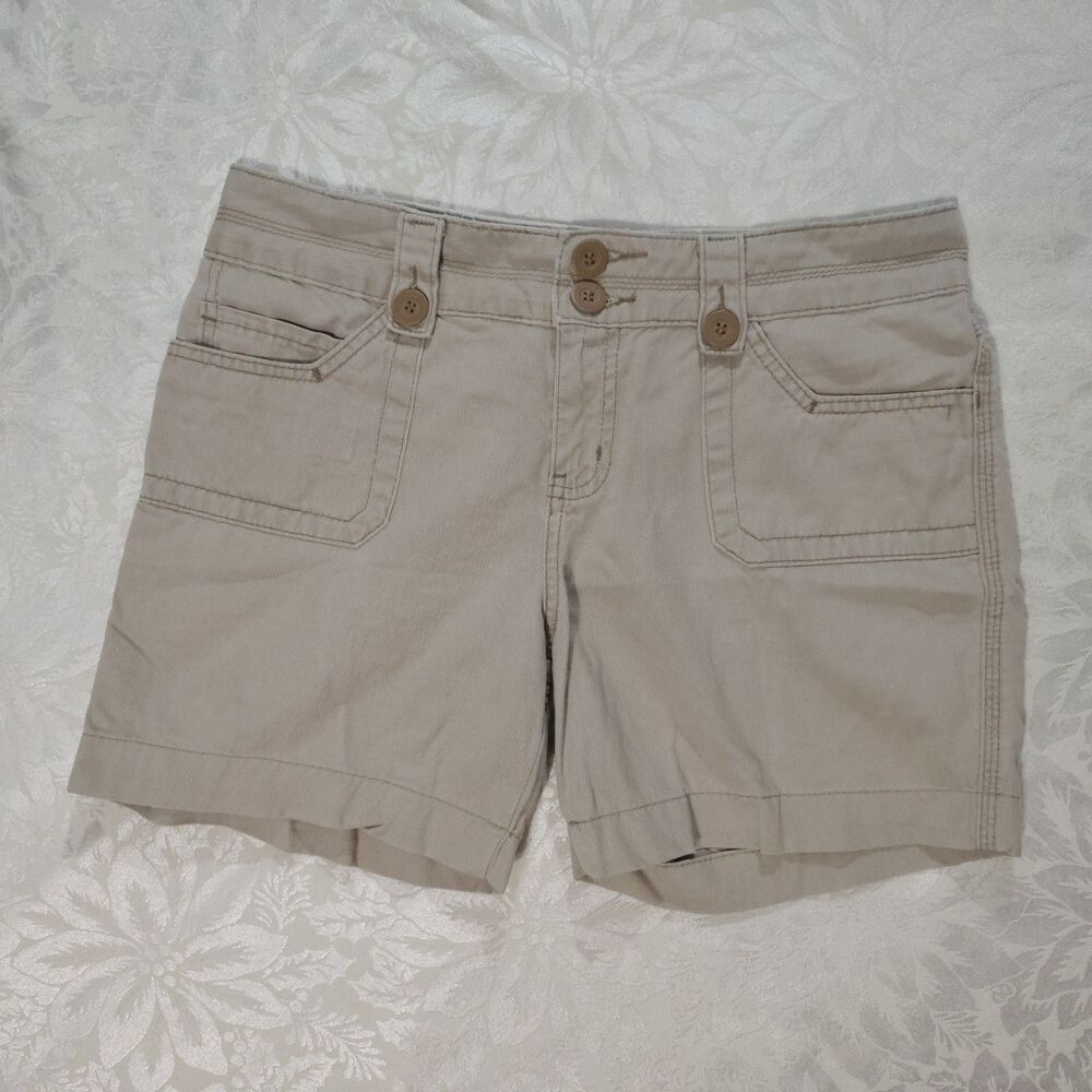 Y2K Hydraulic Khaki Utility Cargo Shorts Button Flap Pocket Mini Gorpcore